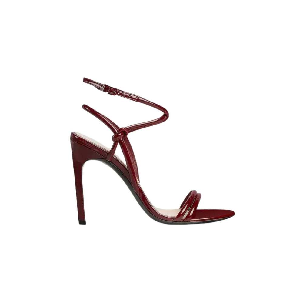 Gucci - Burgundy Strappy Patent Leather Sandals with Knot Detail - IT 36